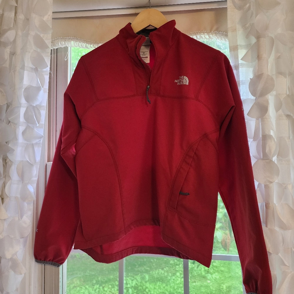The North Face Jacket Womens Small Orange Soft Shell 1/4 Zip Hiking Apex G32 - Picture 3 of 10
